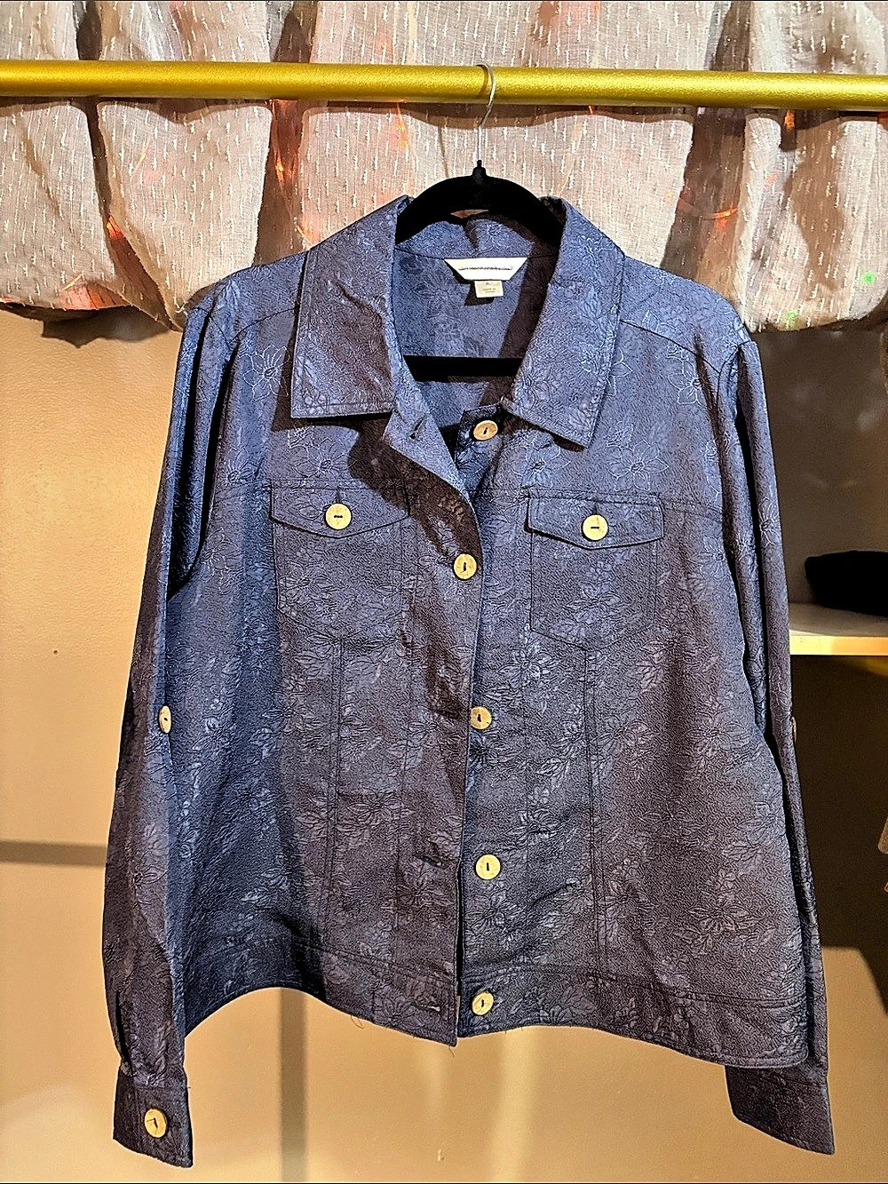 Jones New York Textured Utility Jacket in Blue Size Medium